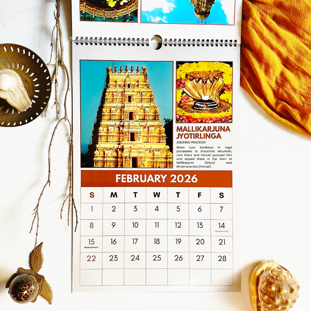 12 Jyotirlinga Calendar 2026 Wall Calendar