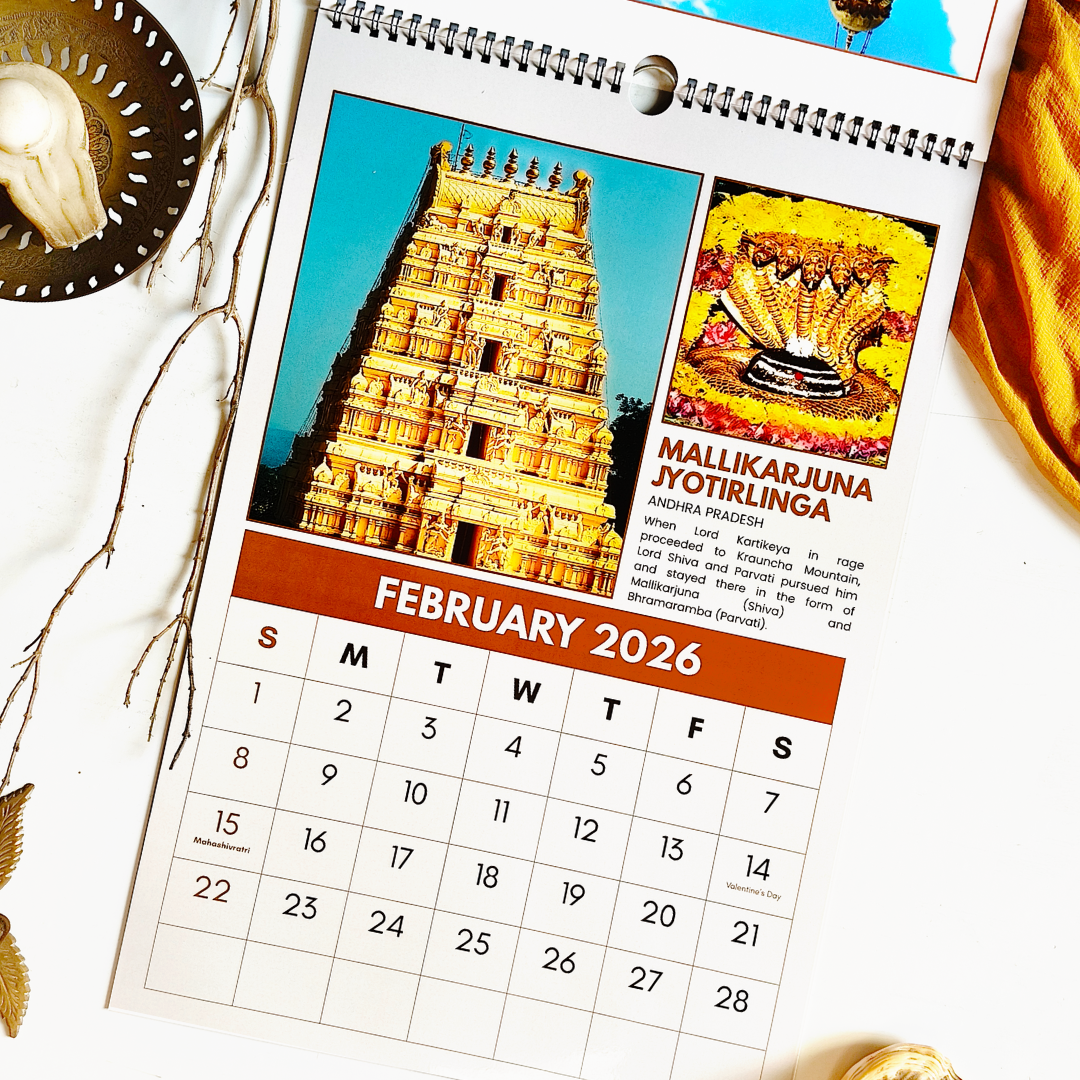 12 Jyotirlinga Calendar 2026 Wall Calendar