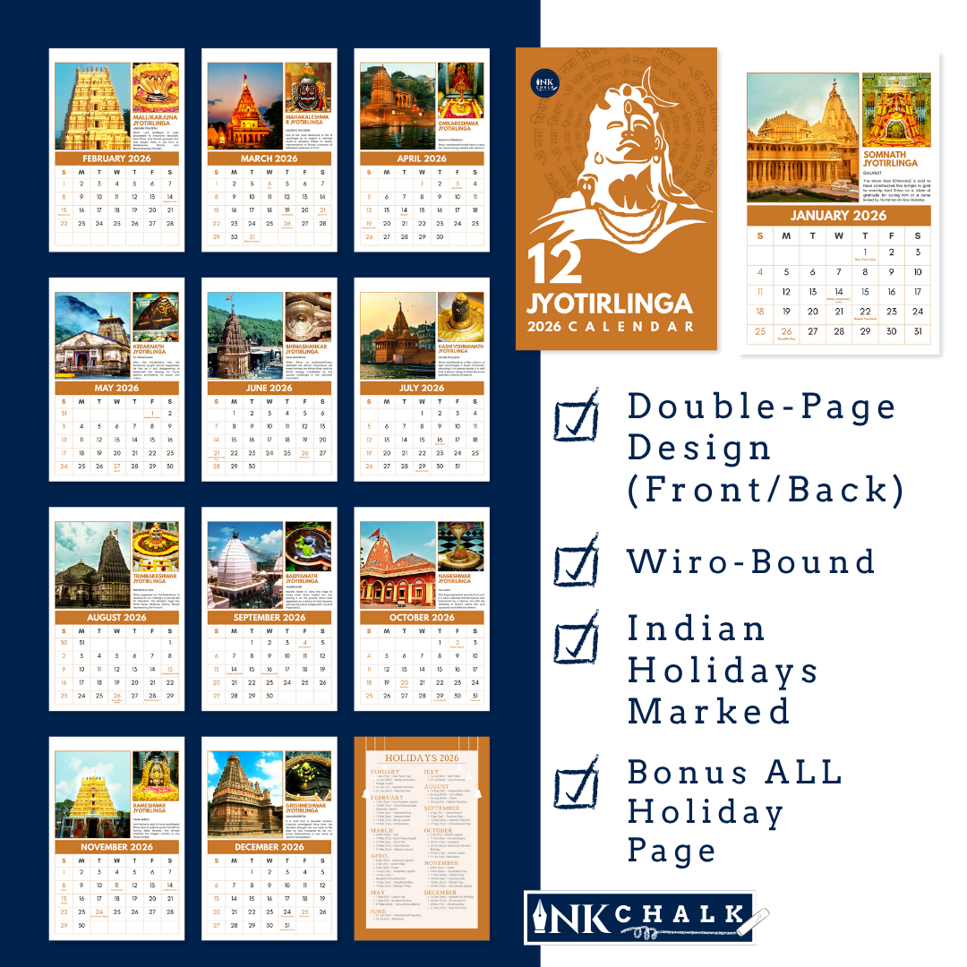 12 Jyotirlinga Calendar 2026 Wall Calendar