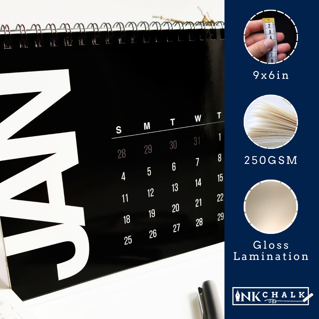INKCHALK InkChalk Black and Bold 2026 | Flip Table Calendar