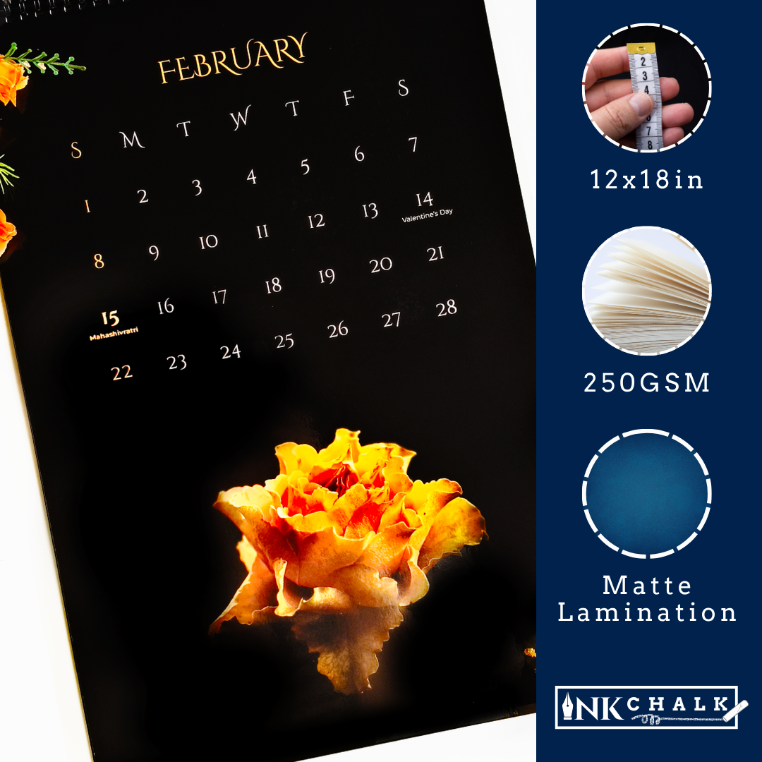 Bloom In Black 2026 Wall Calendar