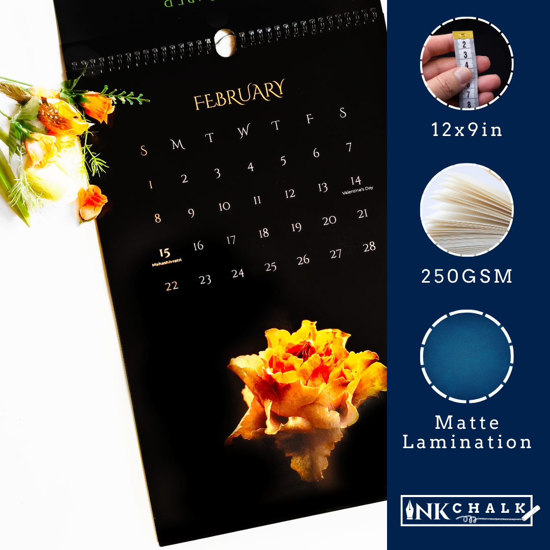Bloom In Black 2026 Wall Calendar