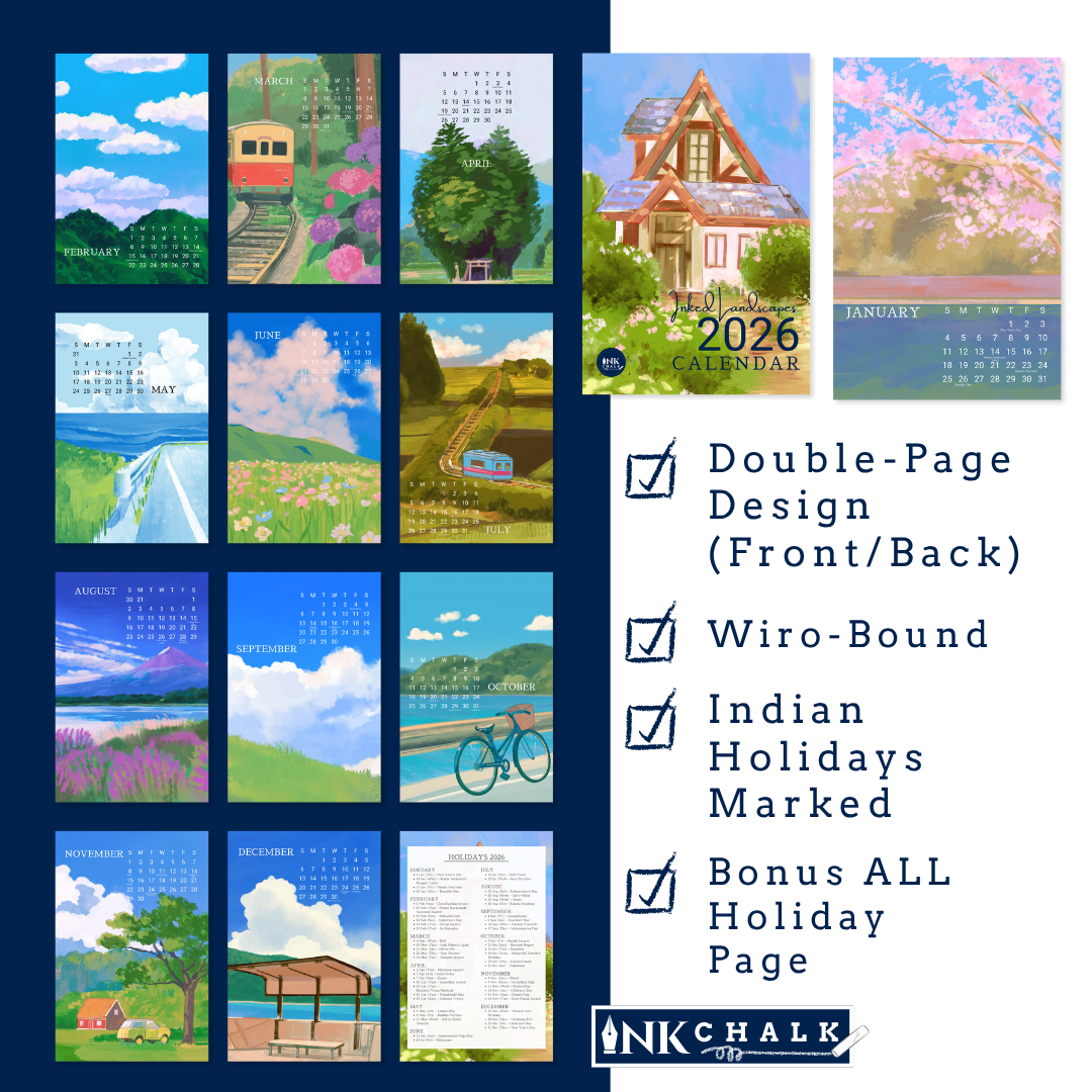 Inked Landscapes 2026 Wall Calendar