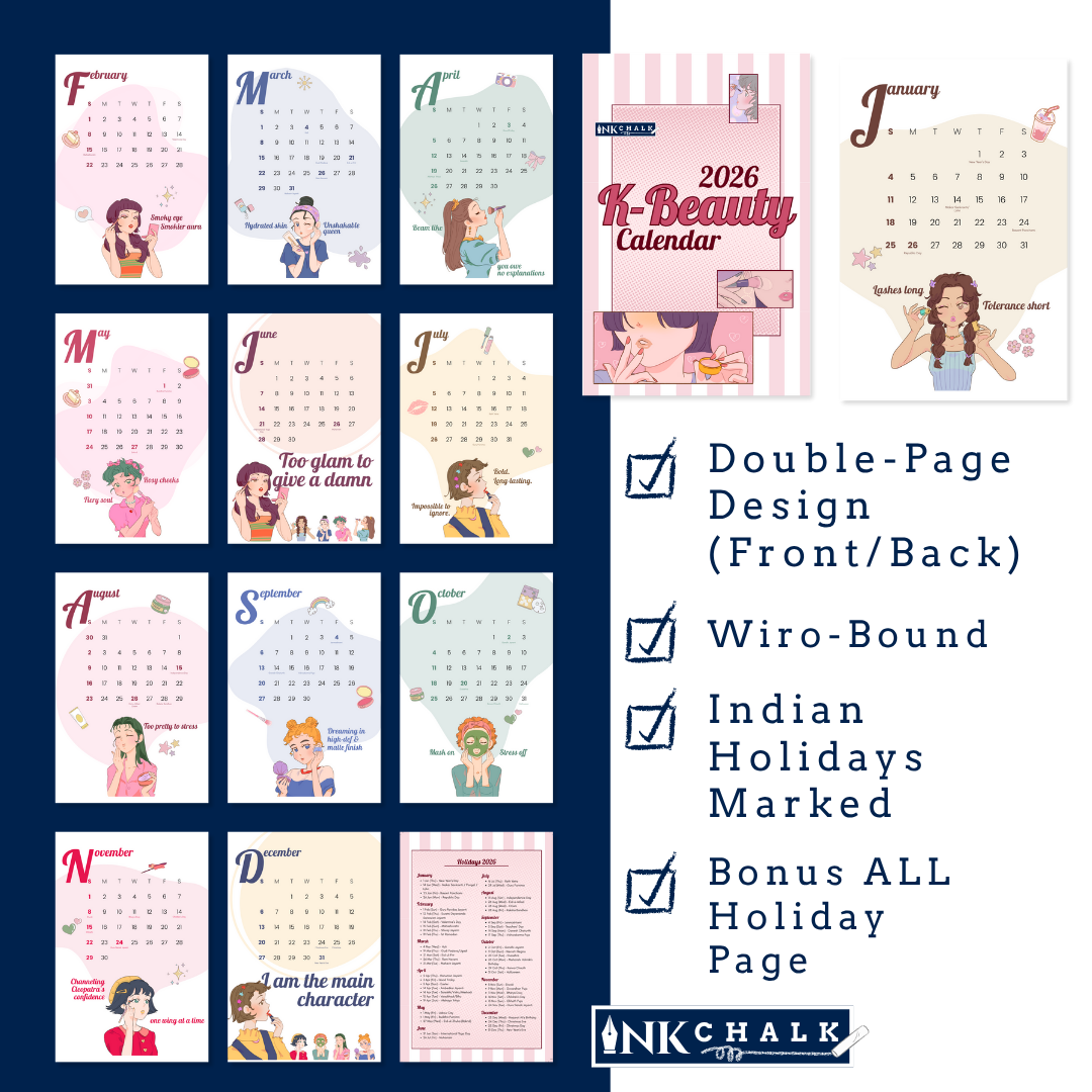 K-Beauty Calendar 2026 Wall Calendar