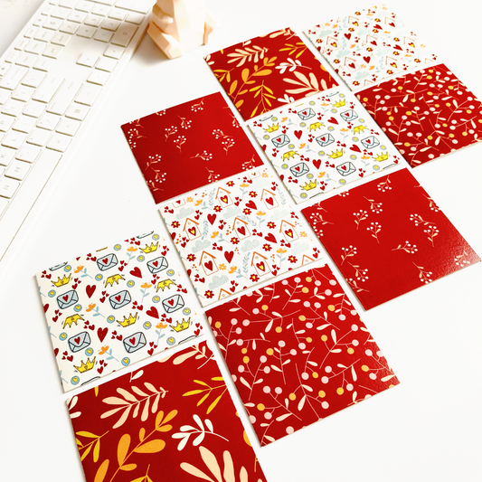 INKCHALK Love & Letters | Set of 10 (4x4in) Folded Note Cards | 50+ Stickers