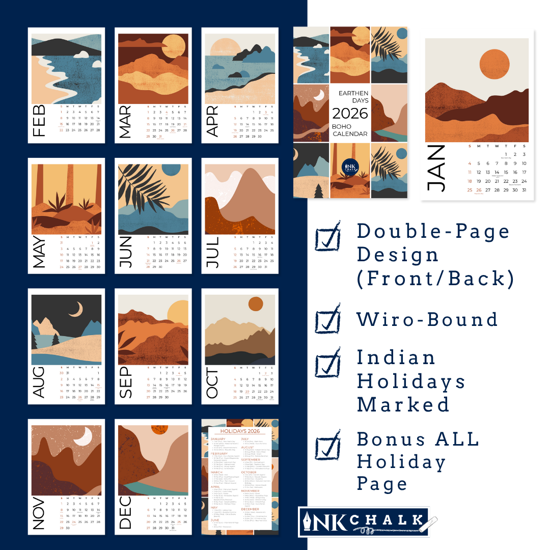 Earthen Days Boho Calendar 2026 Wall Calendar