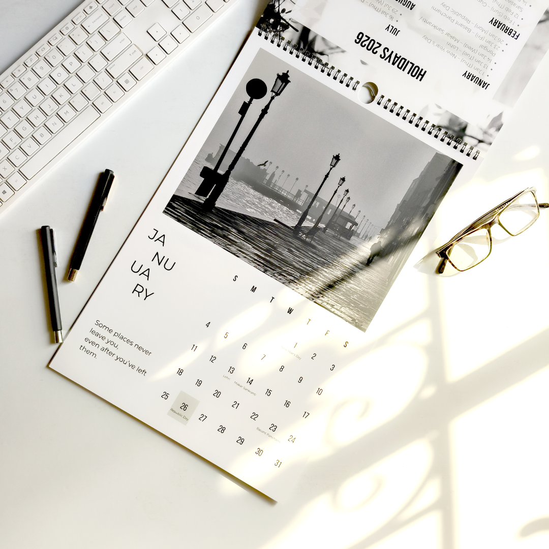 Monochrome Memories 2026 Wall Calendar