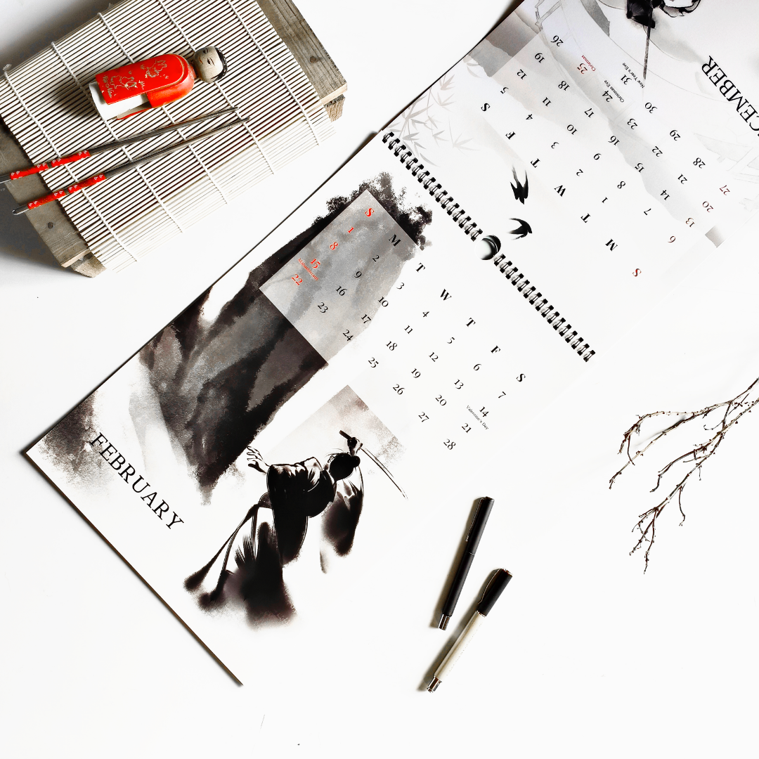 Samurai Calendar 2026 Wall Calendar