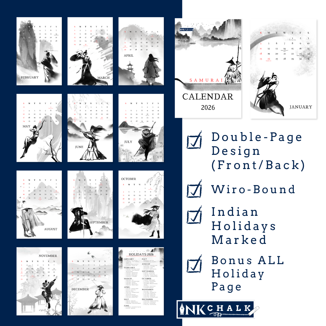 Samurai Calendar 2026 Wall Calendar