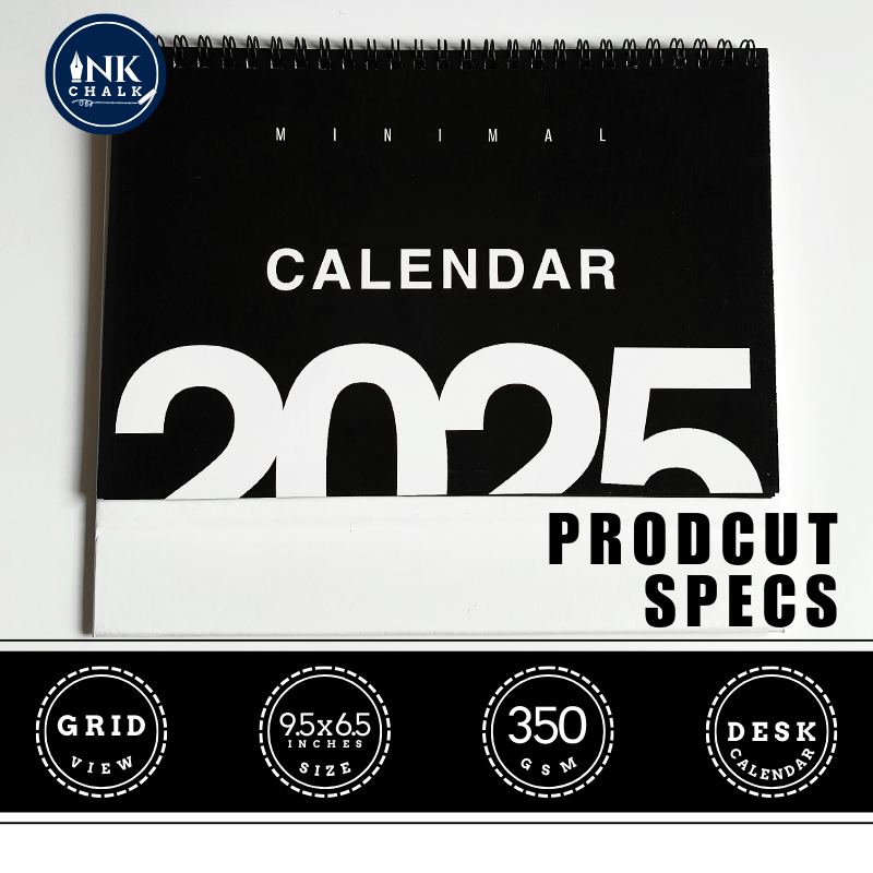 Black and Bold 2025 Flip Table Calendar