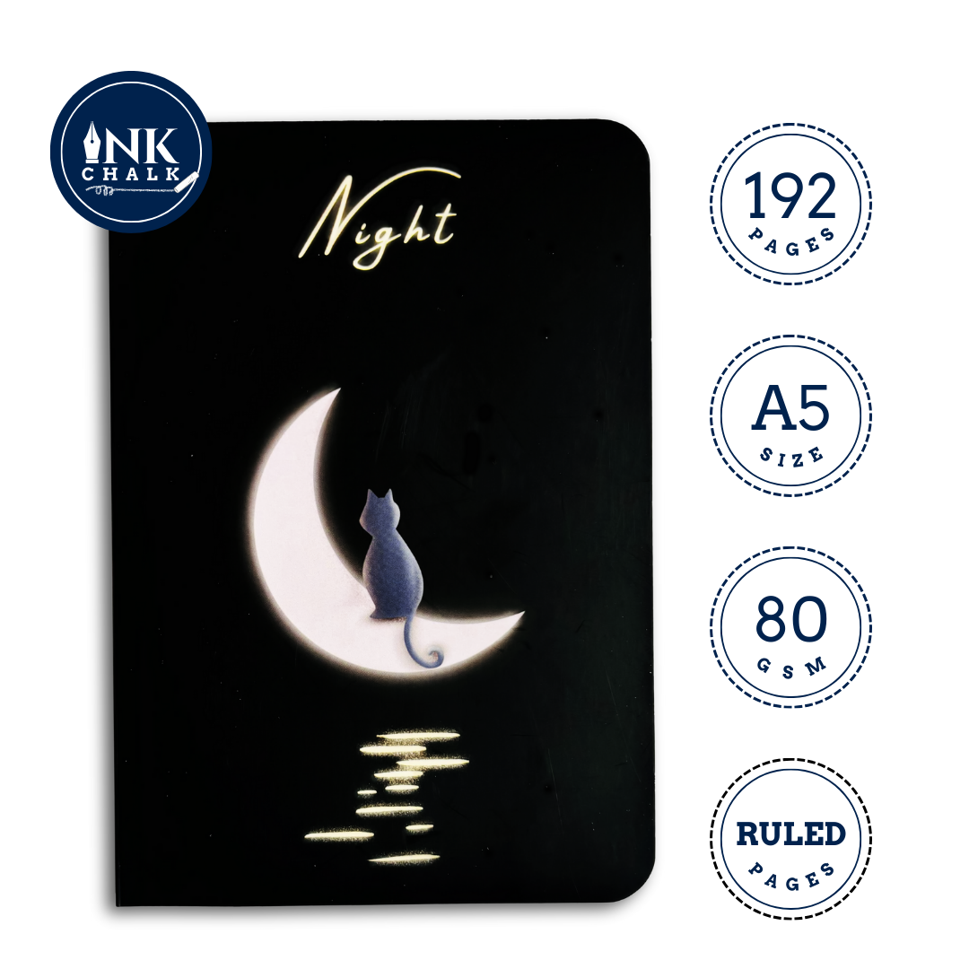 InkChalk NightCat | A5 - Ruled Notebook