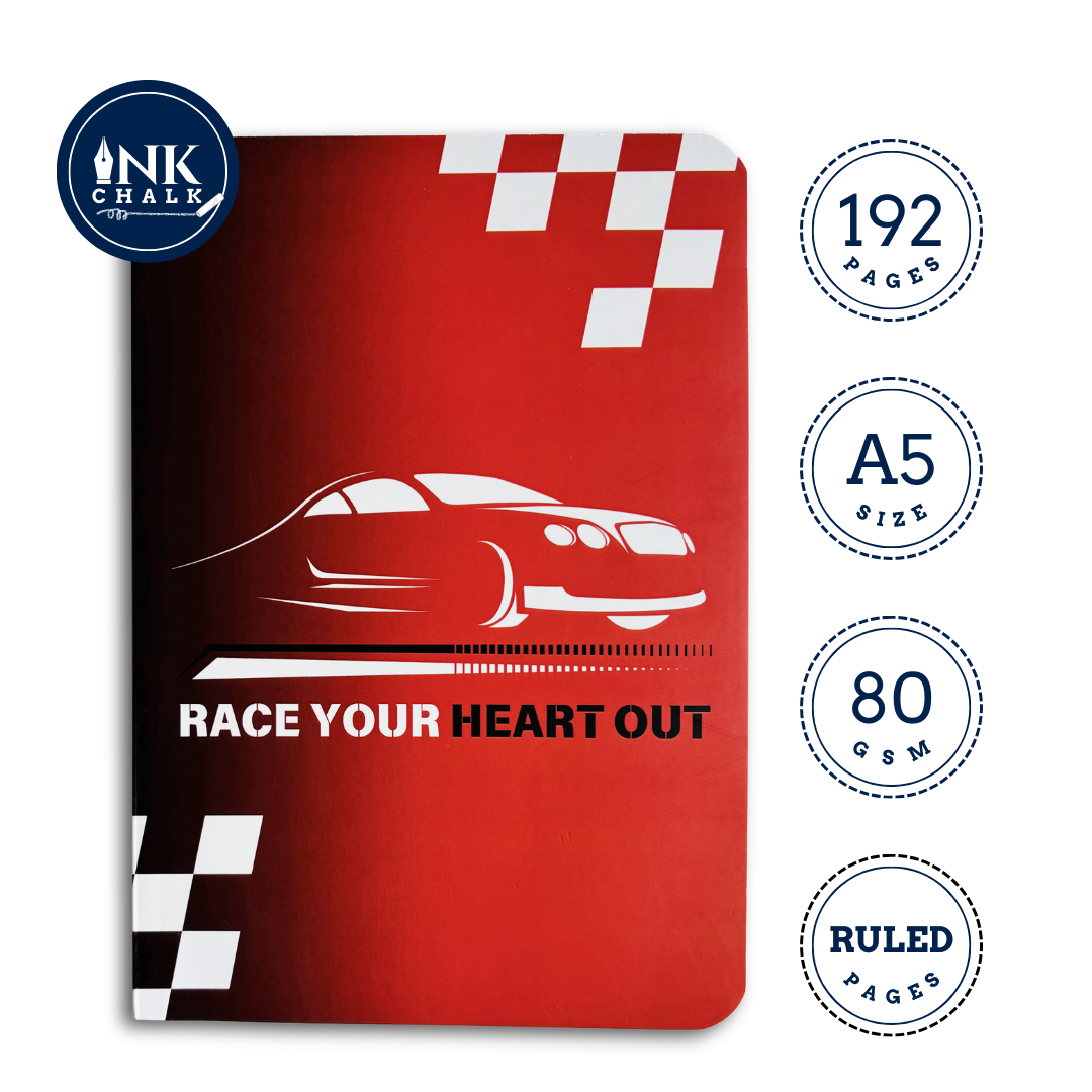 InkChalk RaceCar | A5 - Ruled Notebook