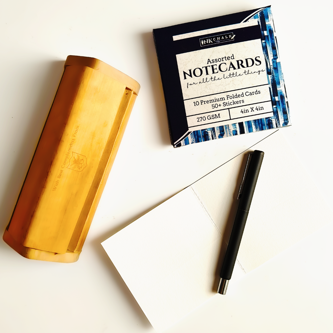 INKCHALK Tiny Bear Hugs | Set of 10 (4x4in) Folded Note Cards | 50+ Stickers