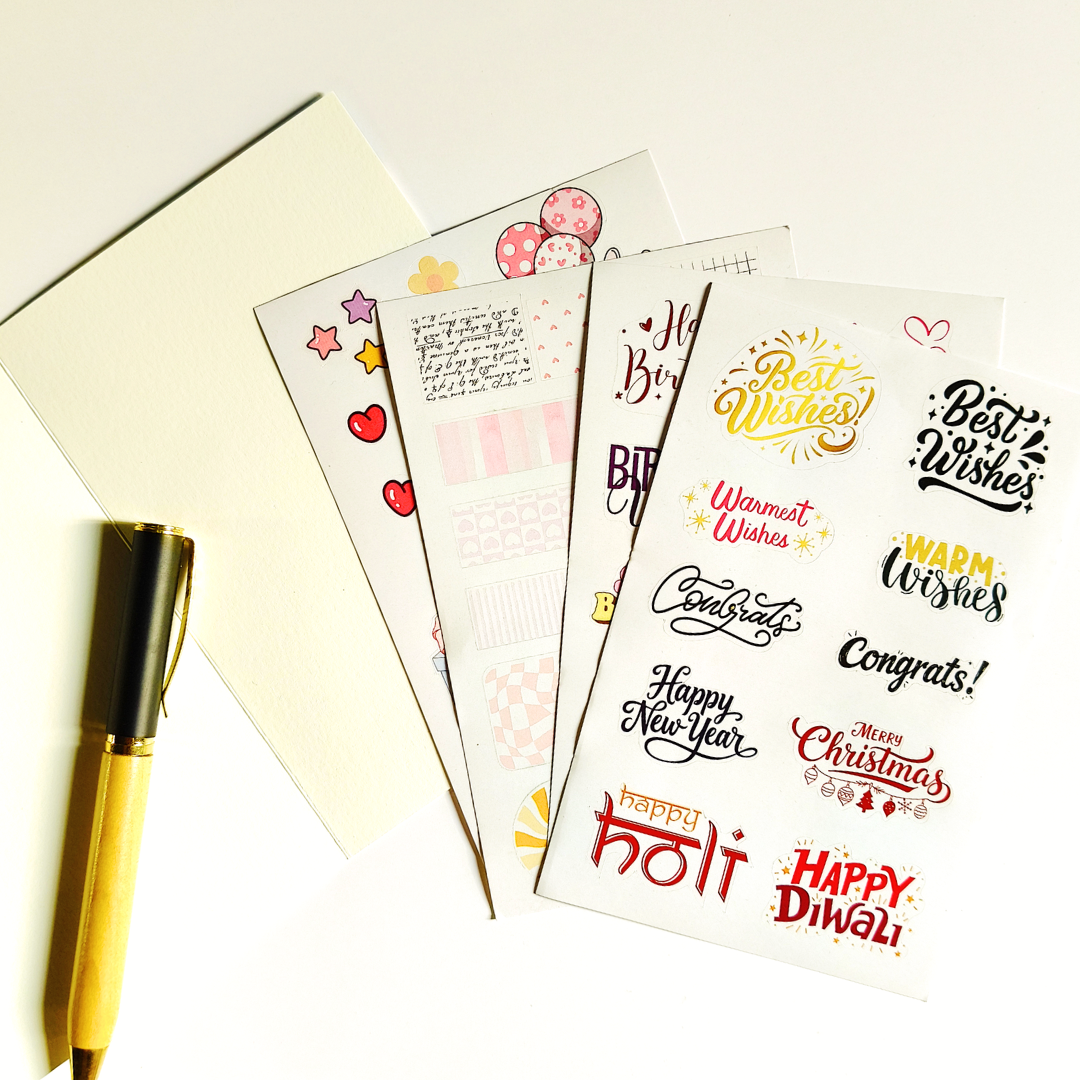 INKCHALK InkChalk Signature | Set of 10 (6x4in) Folded Note Cards | 50+ Stickers