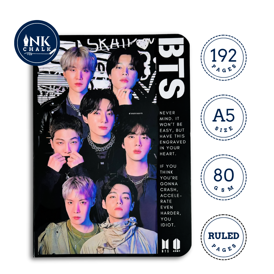 InkChalk BTS Black Impact | A5 - Ruled Notebook