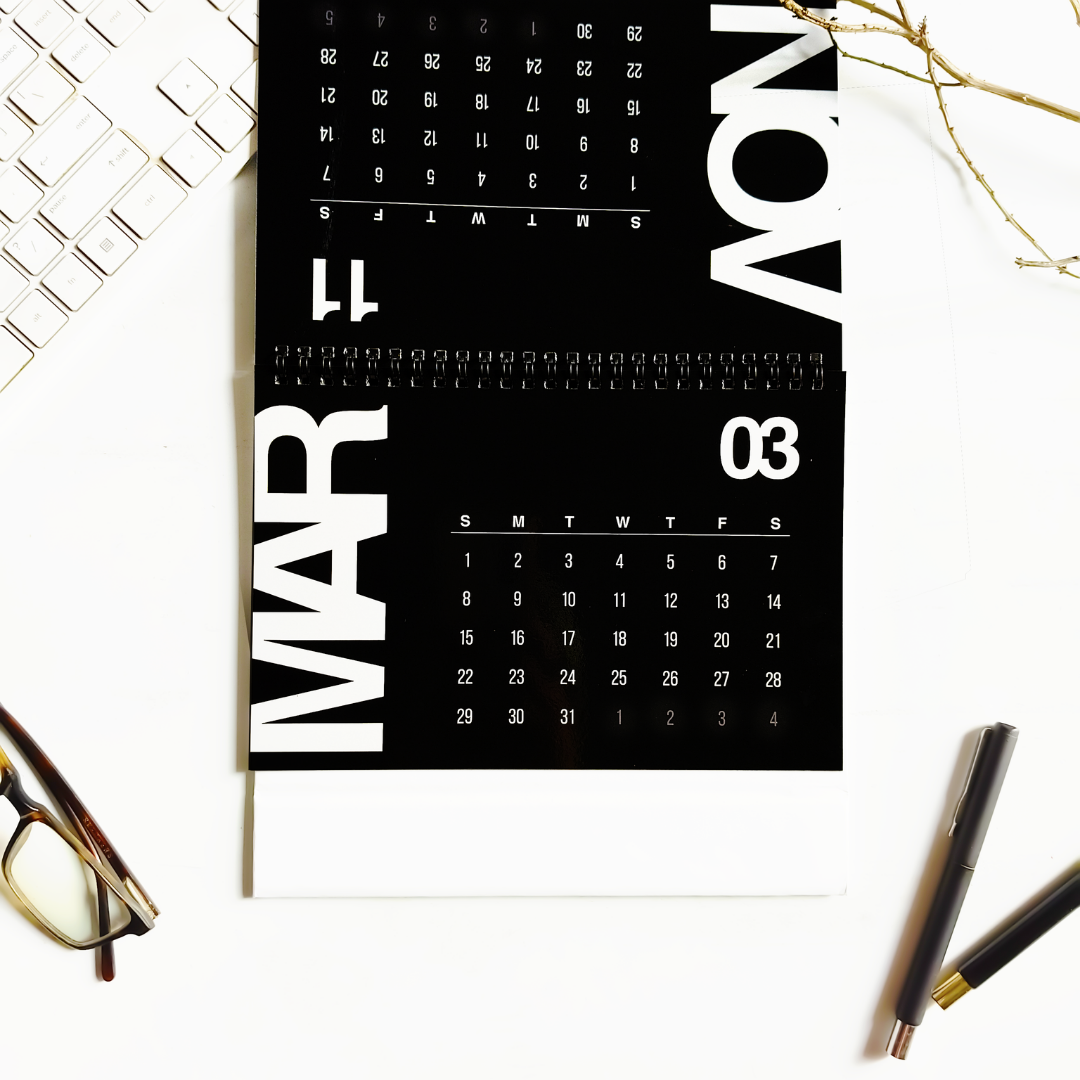 INKCHALK InkChalk Black and Bold 2026 | Flip Table Calendar