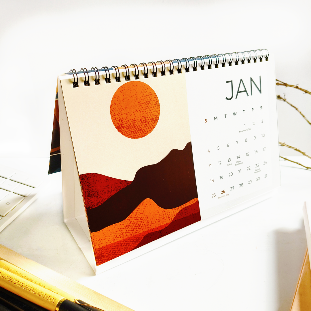 INKCHALK Earthen Days | 2026 Desk Calendar | Landscape