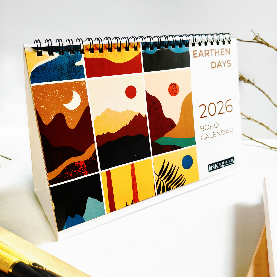 INKCHALK Earthen Days | 2026 Desk Calendar | Landscape
