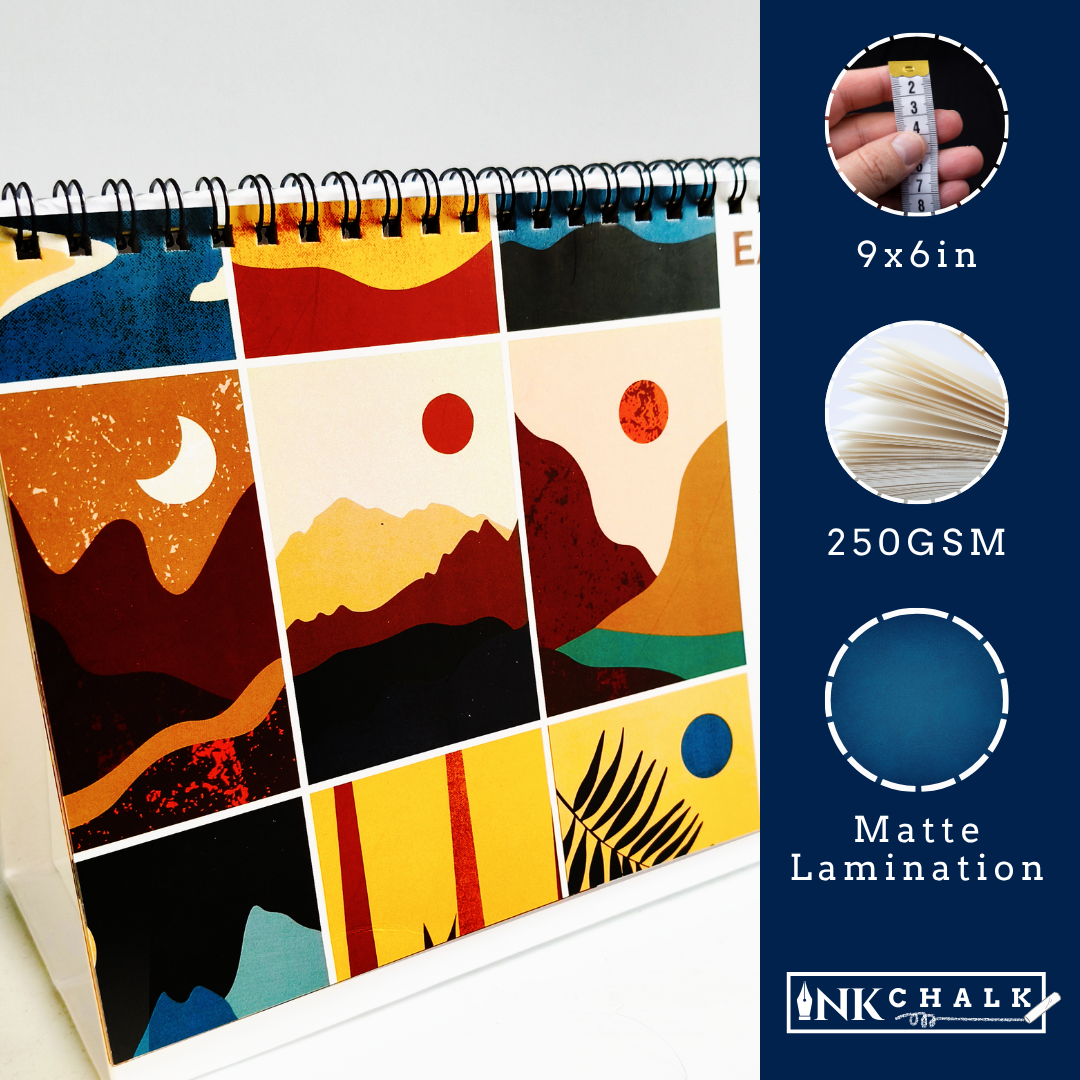 INKCHALK Earthen Days | 2026 Desk Calendar | Landscape