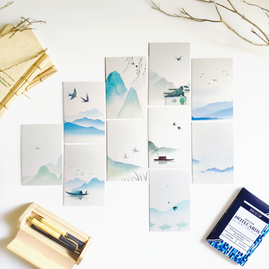 INKCHALK Breath Of Air | Set of 10 (6x4in) Folded Note Cards | 50+ Stickers