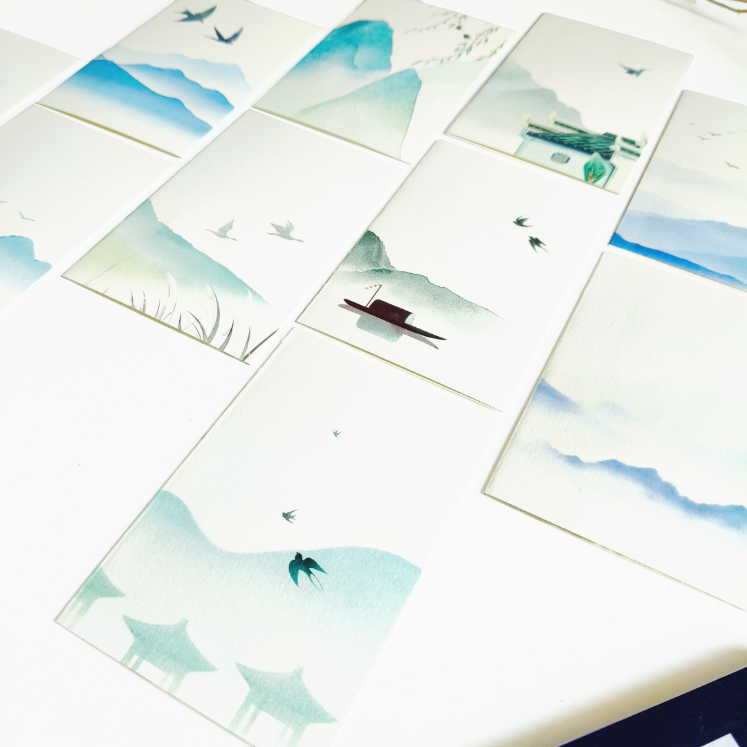 INKCHALK Breath Of Air | Set of 10 (6x4in) Folded Note Cards | 50+ Stickers