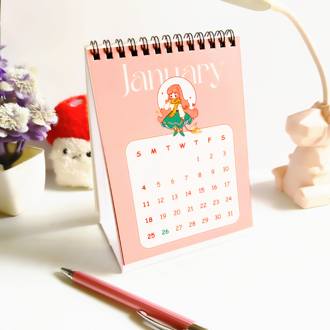 INKCHALK Chibi Days | 2026 Mini Desk Calendar | Portrait