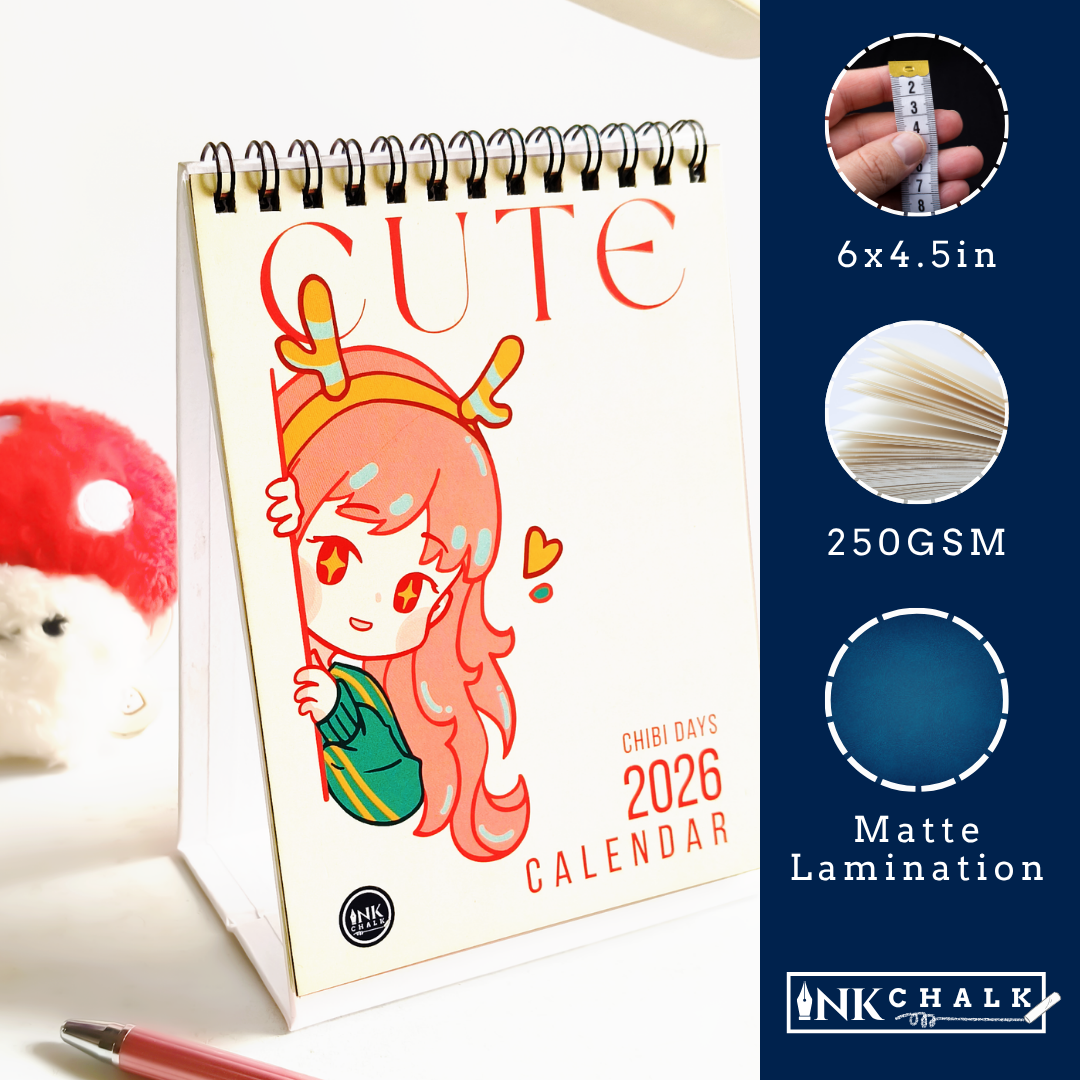 INKCHALK Chibi Days | 2026 Mini Desk Calendar | Portrait