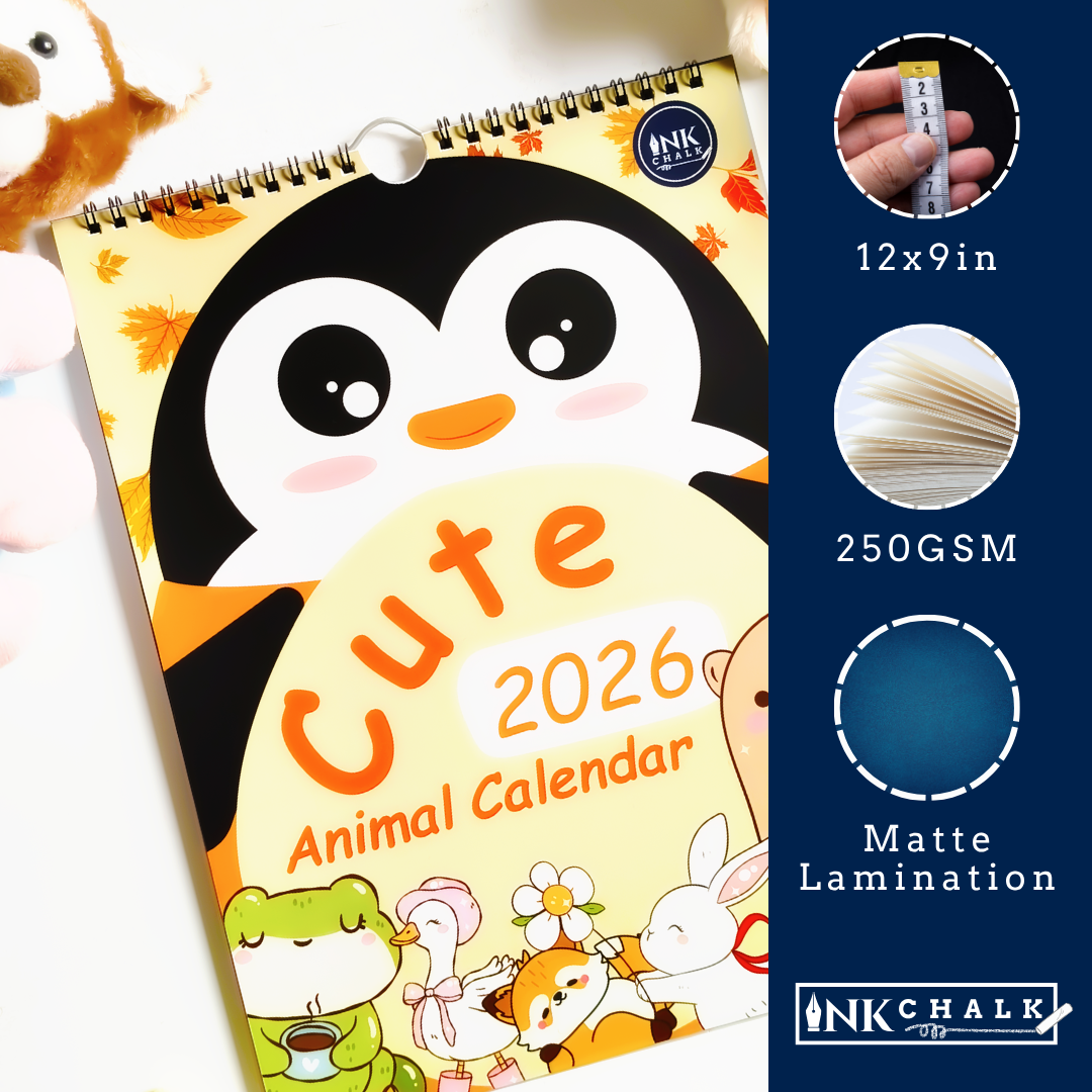 INKCHALK InkChalk Cute Animal | 2026 Mini Hanging Calendar