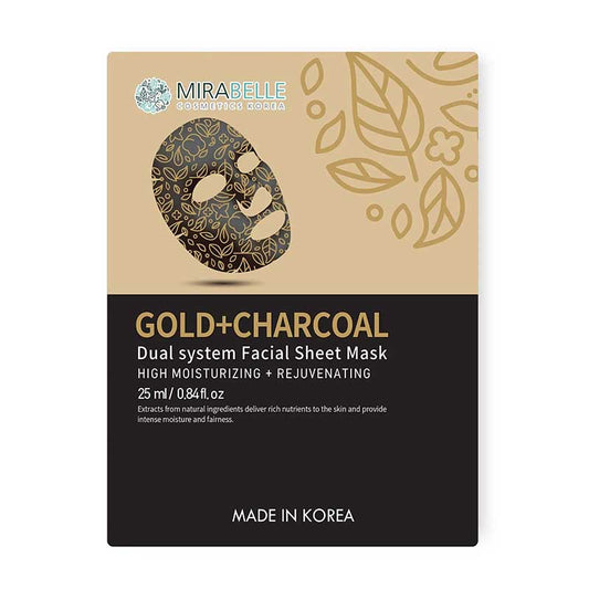 Mirabelle Gold+Charcoal Dual System Facial Sheet Mask
