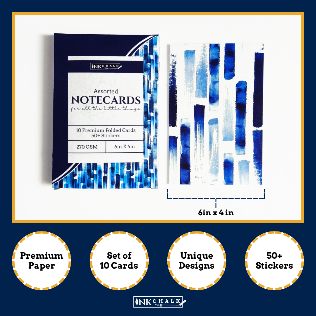 INKCHALK InkChalk Signature | Set of 10 (6x4in) Folded Note Cards | 50+ Stickers