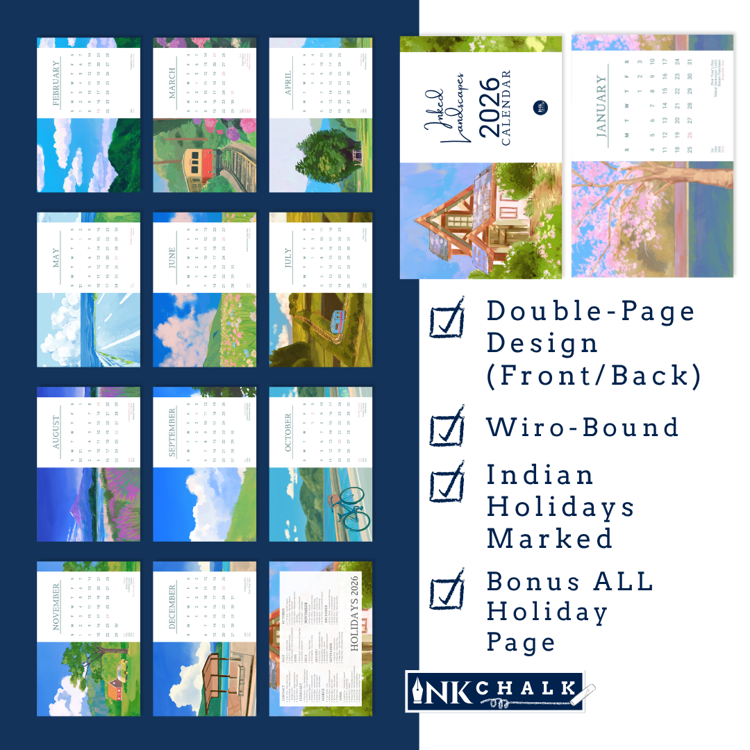INKCHALK Inked Landscapes | 2026 Desk Calendar | Landscape