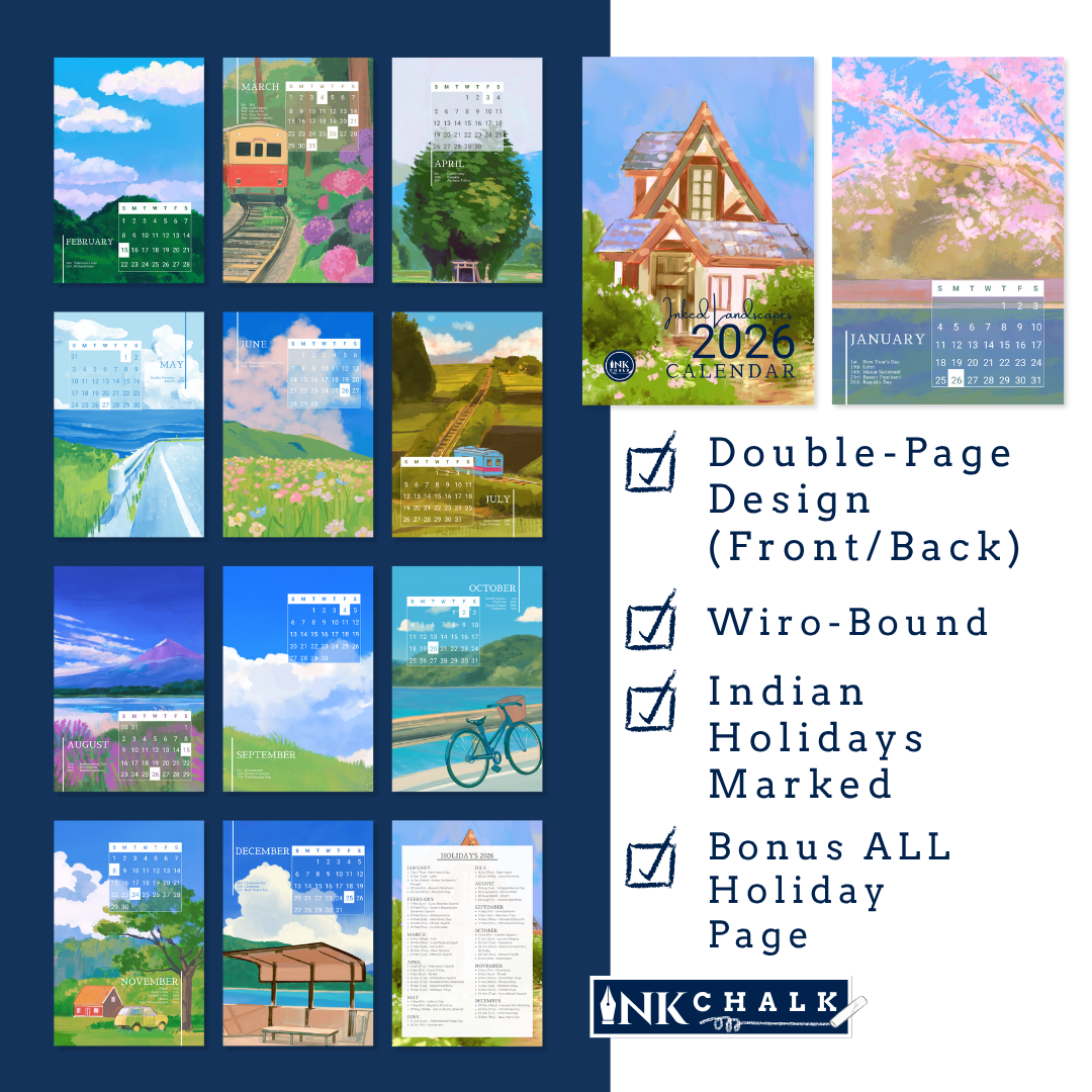 INKCHALK Inked Landscapes | 2026 Desk Calendar | Portrait
