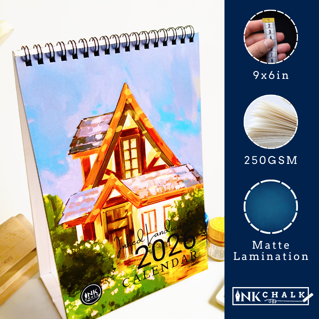 INKCHALK Inked Landscapes | 2026 Desk Calendar | Portrait
