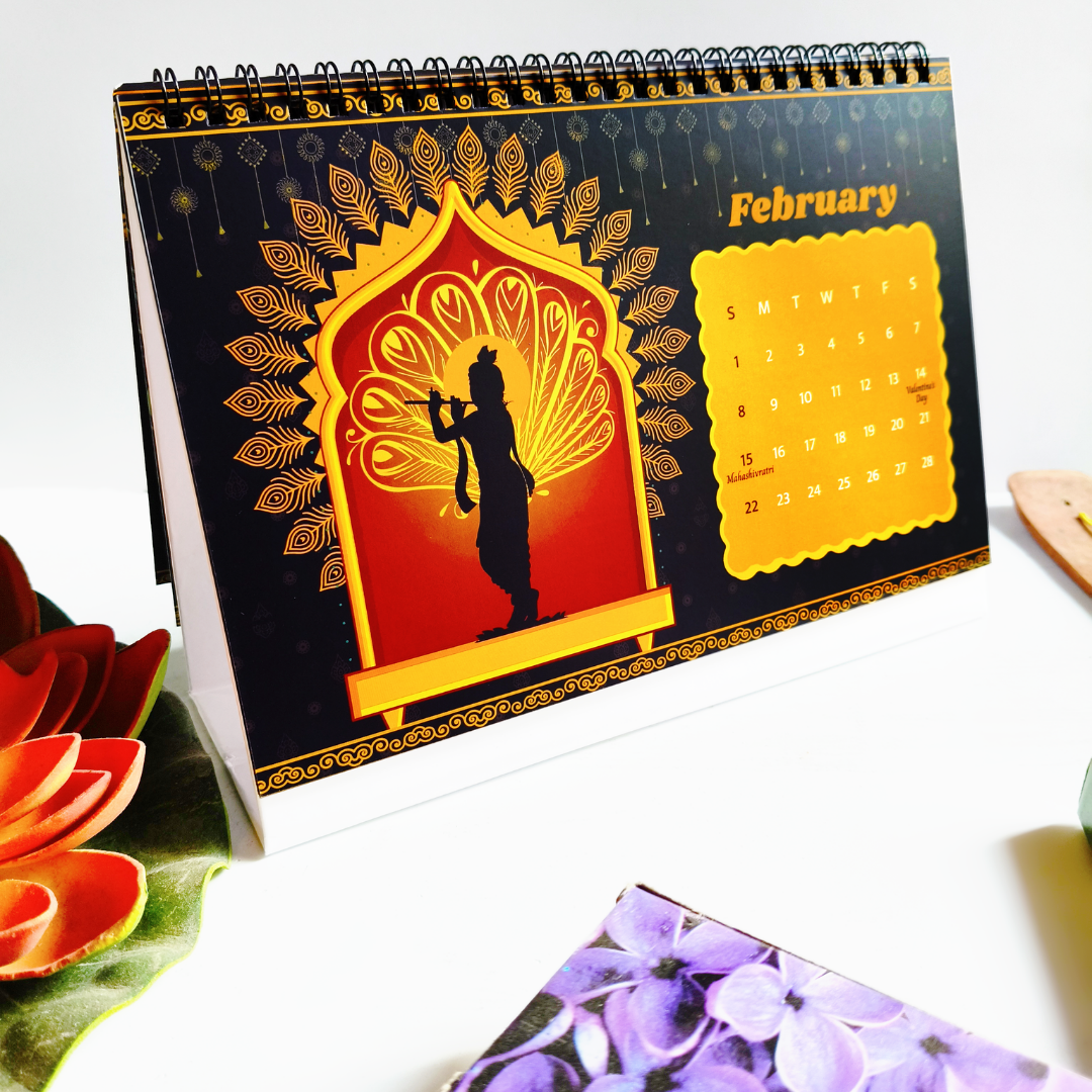 INKCHALK Krishna Calendar | 2026 Desk Calendar | Landscape