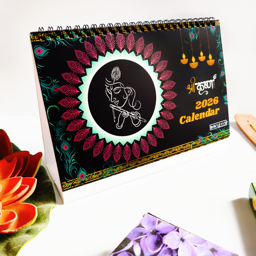 INKCHALK Krishna Calendar | 2026 Desk Calendar | Landscape