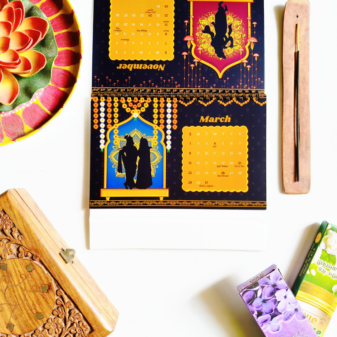 INKCHALK Krishna Calendar | 2026 Desk Calendar | Landscape