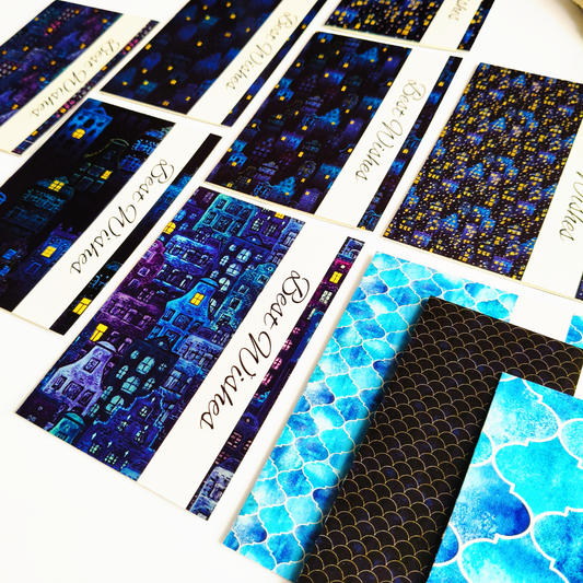 INKCHALK Midnight Glow | Set of 10 (6x4in) Folded Note Cards | 50+ Stickers