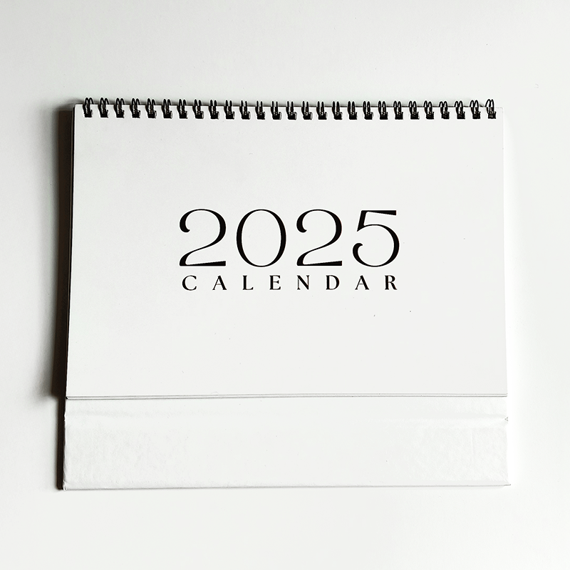 White Minimal Aesthetic 2025 Flip Table Calendar