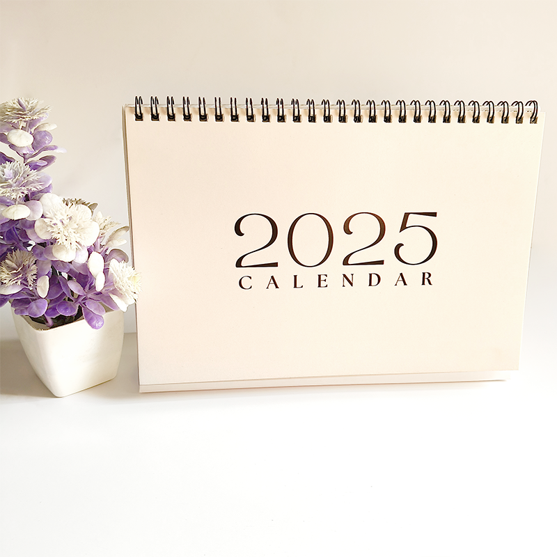 White Minimal Aesthetic 2025 Flip Table Calendar