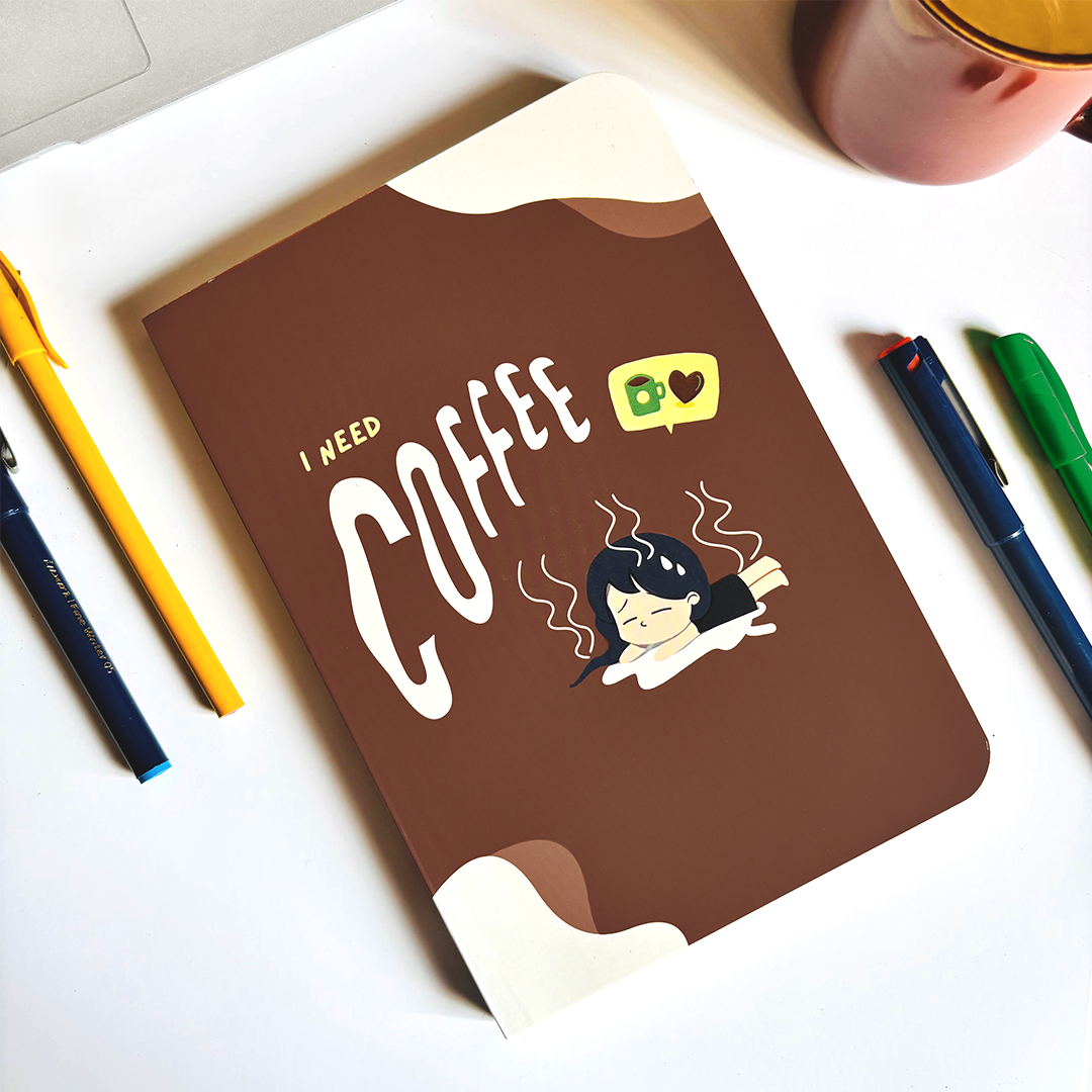 InkChalk NeedCoffee | A5 - Ruled Notebook