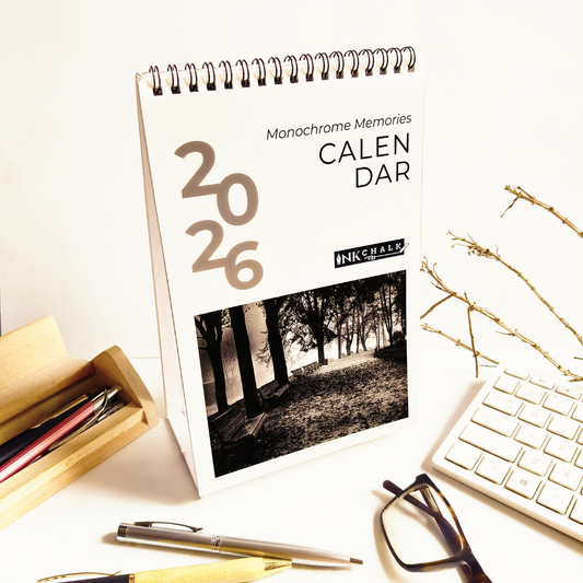 INKCHALK Monochrome Memories | 2026 Desk Calendar | Portrait