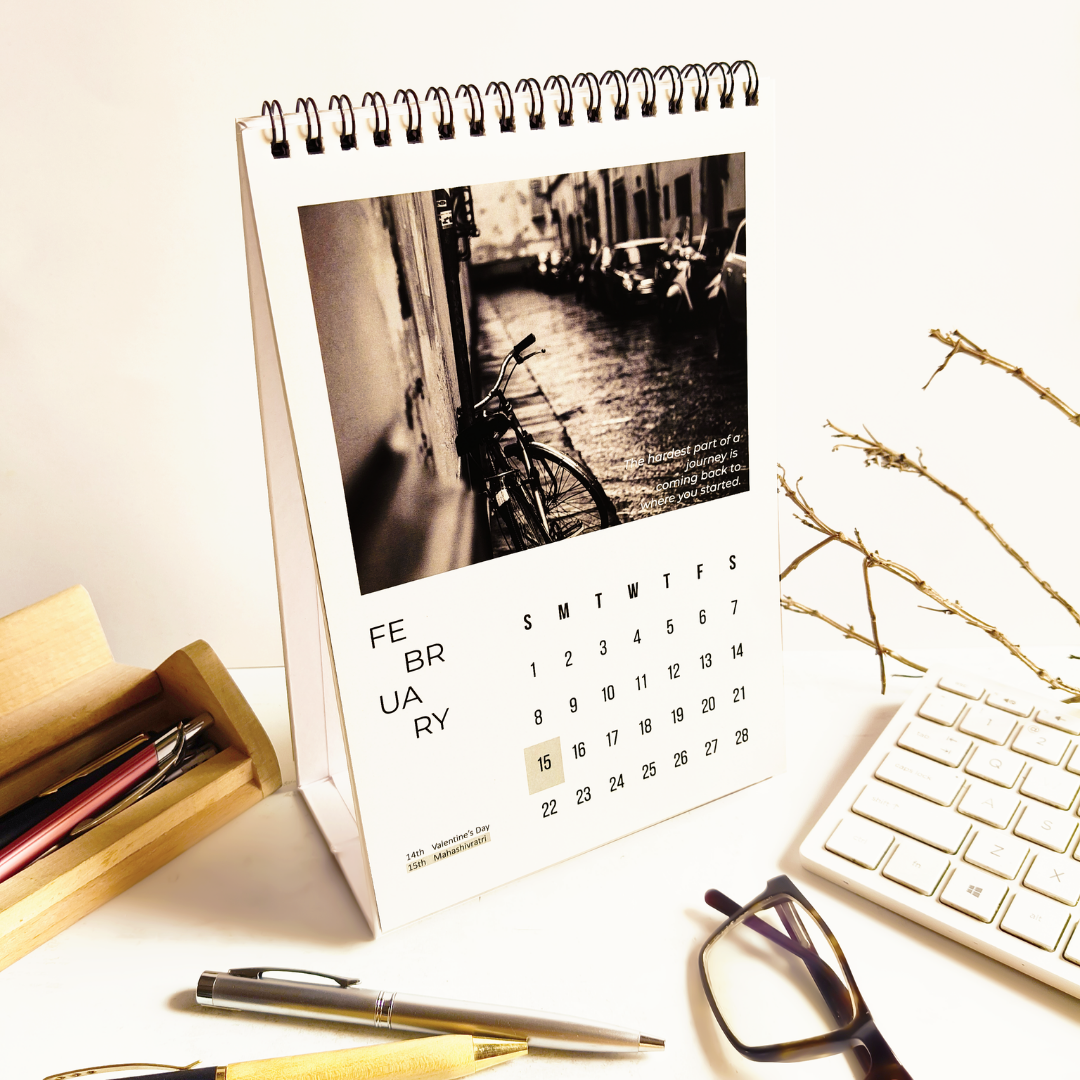 INKCHALK Monochrome Memories | 2026 Desk Calendar | Portrait
