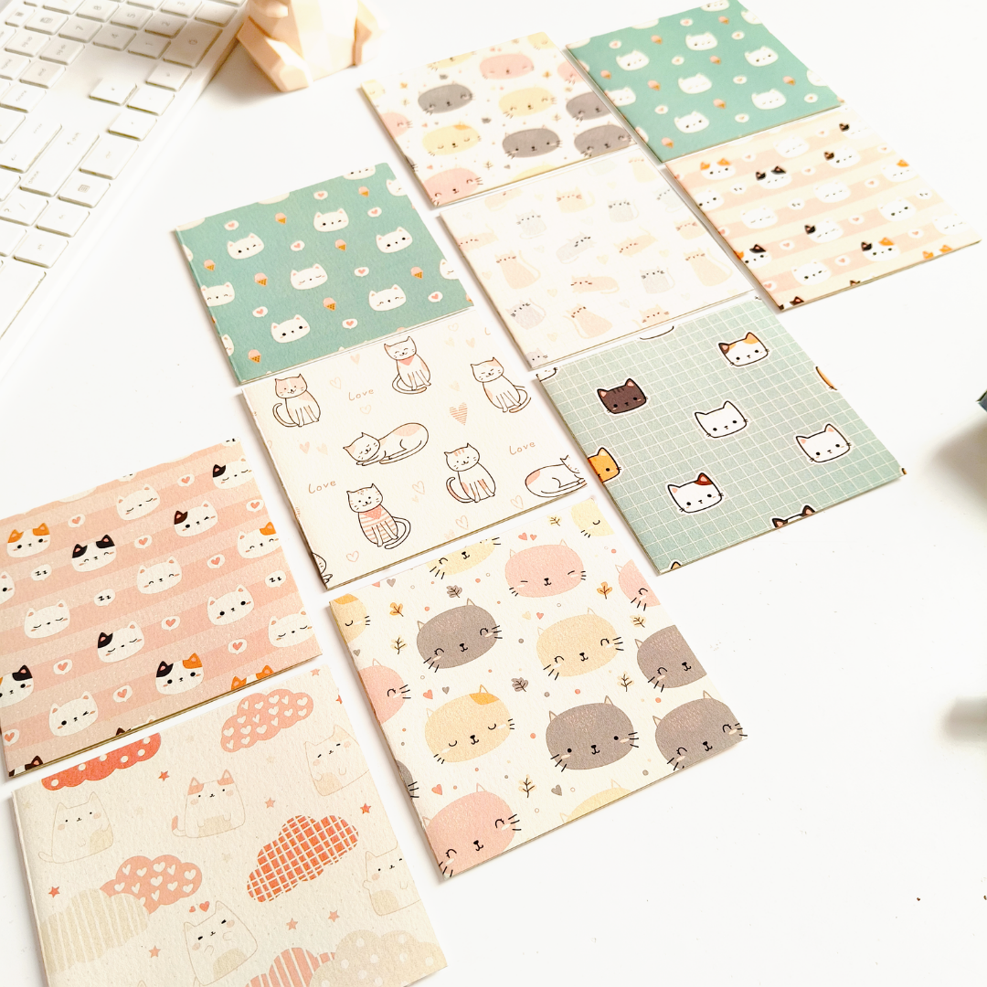 INKCHALK Pastel Paws | Set of 10 (4x4in) Folded Note Cards | 50+ Stickers