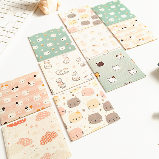 INKCHALK Pastel Paws | Set of 10 (4x4in) Folded Note Cards | 50+ Stickers
