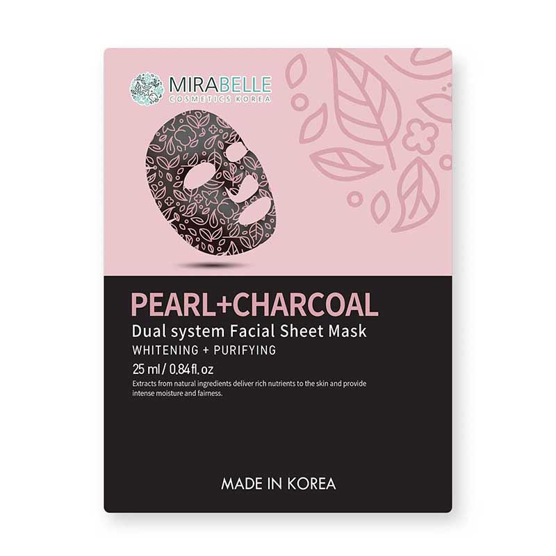 Mirabelle Pearl+Charcoal Dual System Facial Sheet Mask