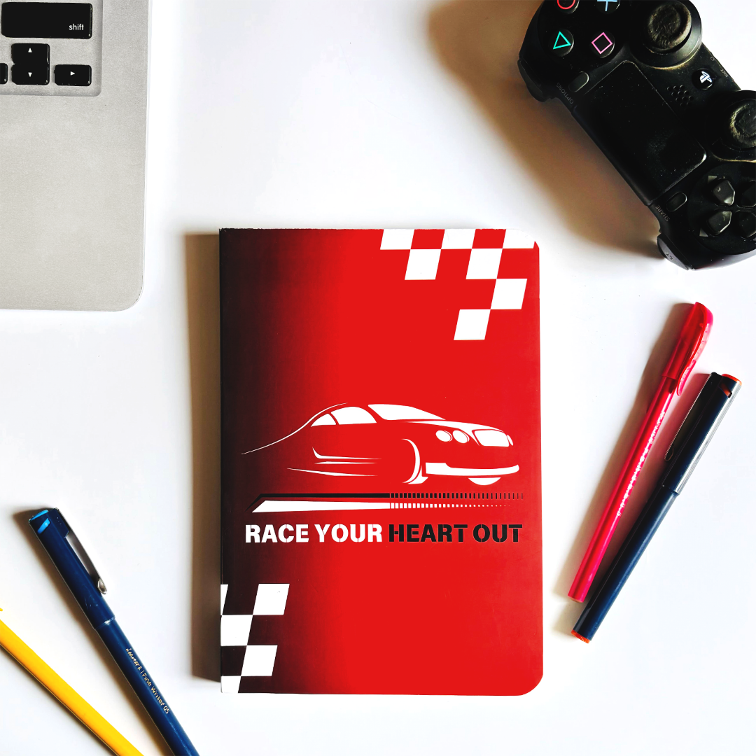 InkChalk RaceCar | A5 - Ruled Notebook