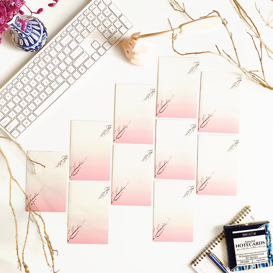 INKCHALK Sakura Gradient | Set of 10 (6x4in) Folded Note Cards | 50+ Stickers