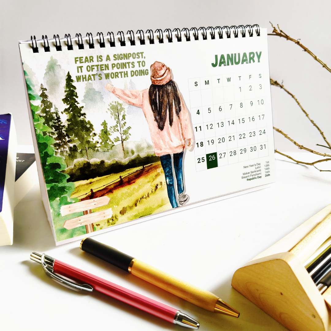 INKCHALK Shades of Her | 2026 Desk Calendar | Landscape