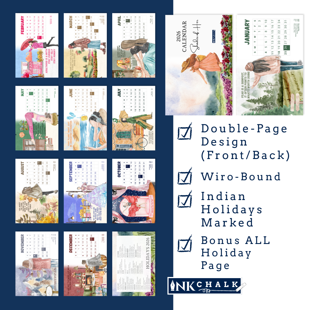 INKCHALK Shades of Her | 2026 Desk Calendar | Landscape