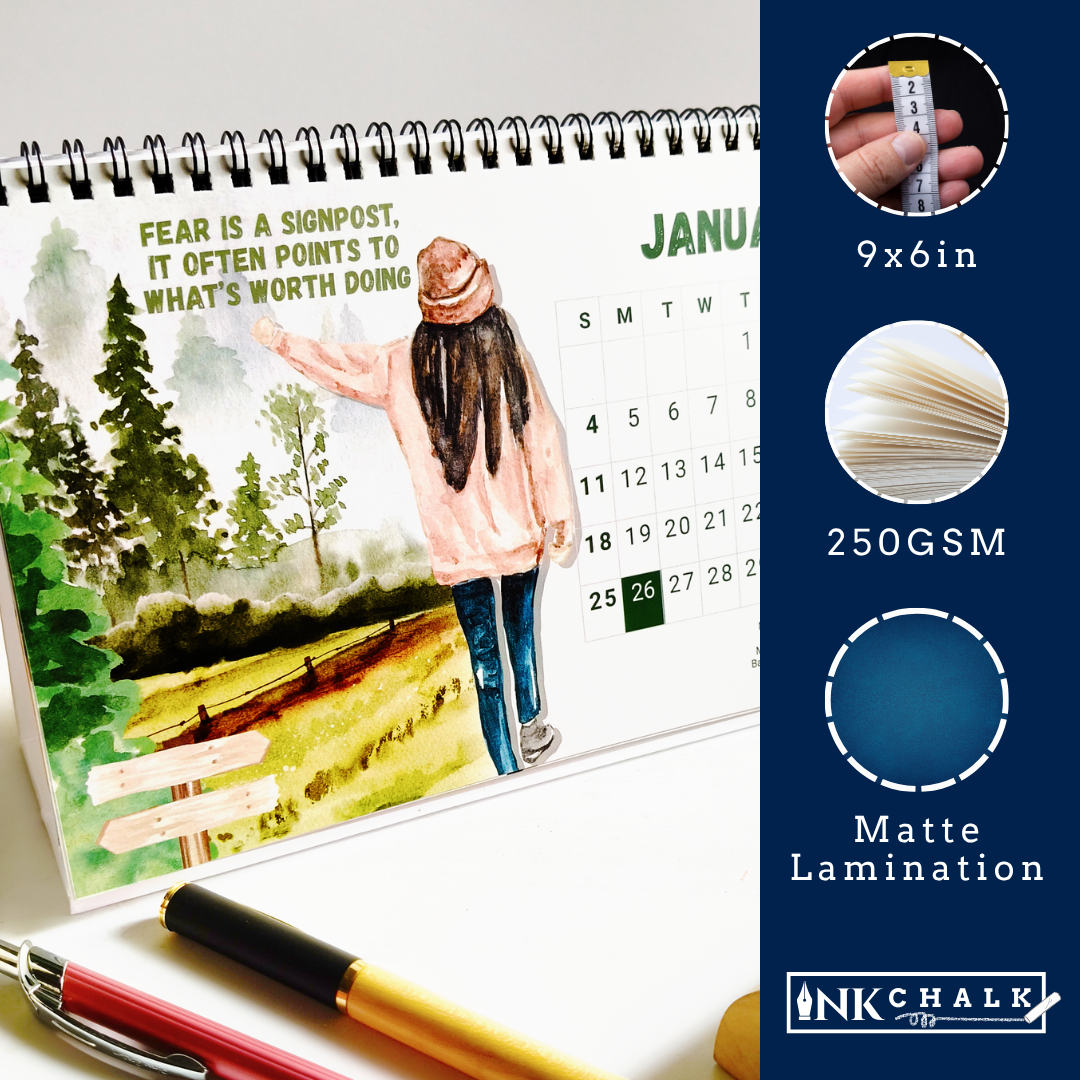 INKCHALK Shades of Her | 2026 Desk Calendar | Landscape